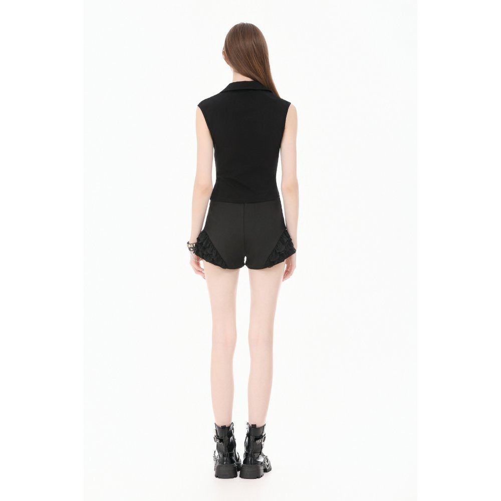 Tech-Punk Sleeveless Polo Top with Metallic Studs (✦ Dark In Love) TW695