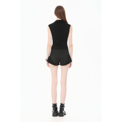 Tech-Punk Sleeveless Polo Top with Metallic Studs (✦ Dark In Love) TW695