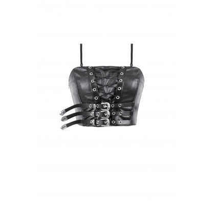 Punk Belted Corset Top with Grommet Lace-Up and Metal Detail (✦ Dark In Love)
