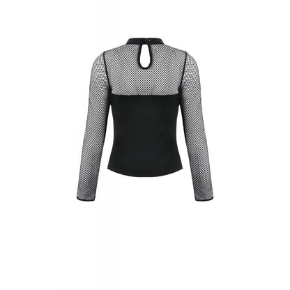 Punk Knitted Top with Mesh Overlay and Shoulder Buckle Details (✦ Dark In Love)