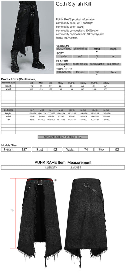 Goth Stylish Kilt (Black) (✦ Punk Rave) WQ-561BQM