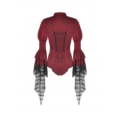Gothic red inferno distressed frilly blouse (✦ Dark In Love) IW119