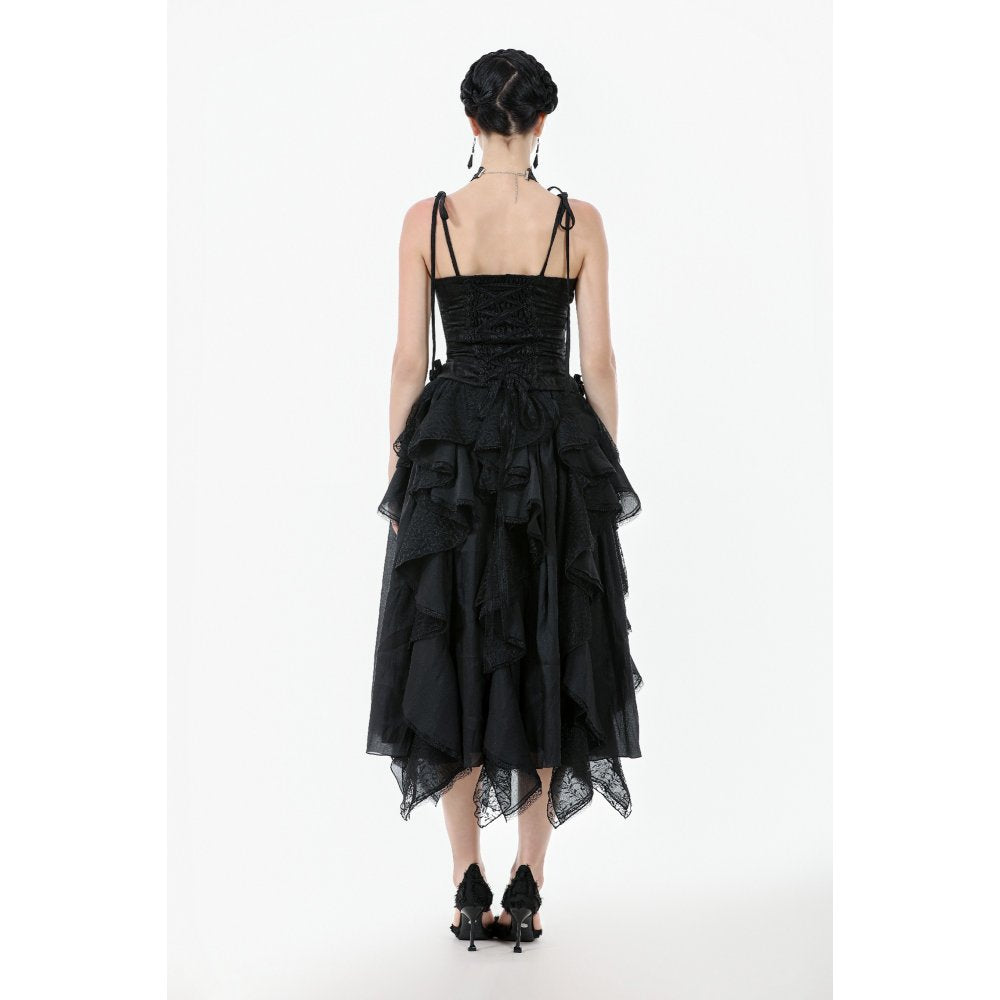 Elegant Floral Jacquard Bustier with Lace &amp; Rose Details (✦ Dark In Love) CW-097