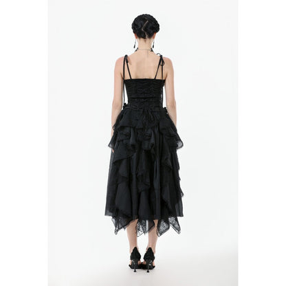 Elegant Floral Jacquard Bustier with Lace &amp; Rose Details (✦ Dark In Love) CW-097