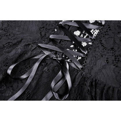 Gothic sexy ruffle low neckline dovetail lace dress (✦ Dark In Love)