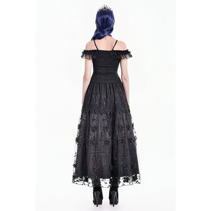 Secret Bloom - Gothic Baroque Lace Tiered Maxi Skirt (✦ Dark In Love) KW470