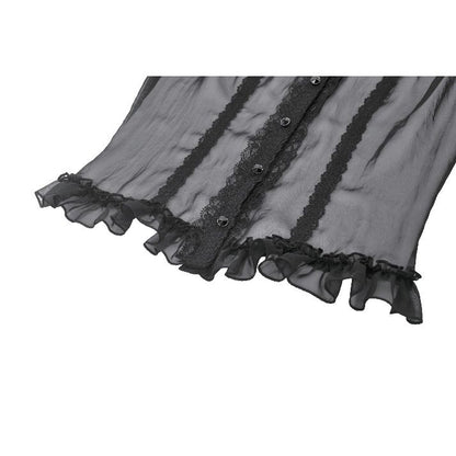 Sheer Lace Ruffle Blouse (✦ Dark In Love) IW142