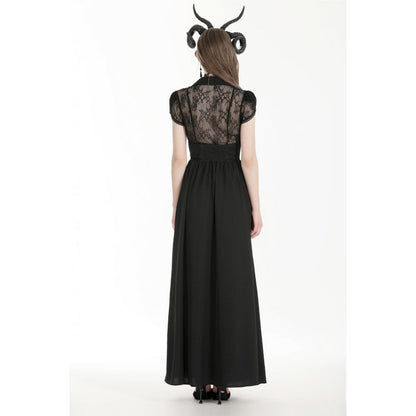 Gothic heart embroidered black maxi skirt (✦ Dark In Love) KW345