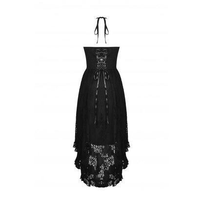 Gothic sexy ruffle low neckline dovetail lace dress (✦ Dark In Love)