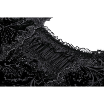 Gothic luxe lace-trim pattern velvet dress (✦ Dark In Love)