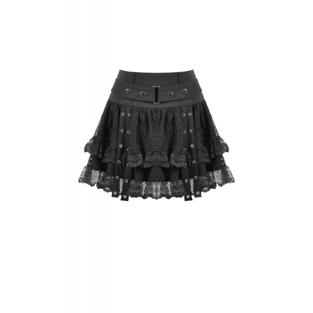 Punk Black Wide-Waistband Skirt (✦ Dark In Love) KW417