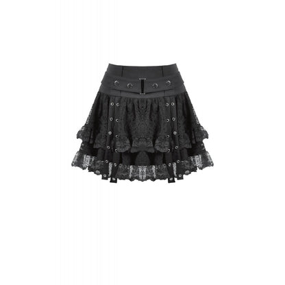 Punk Black Wide-Waistband Skirt (✦ Dark In Love) KW417