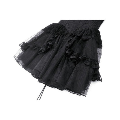 Gothic black swan tulle lace trim dress (✦ Dark In Love)