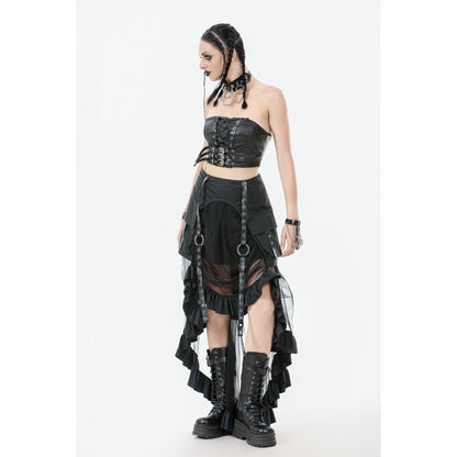 Punk Belted Corset Top with Grommet Lace-Up and Metal Detail (✦ Dark In Love)