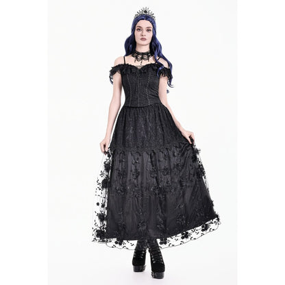 Secret Bloom - Gothic Baroque Lace Tiered Maxi Skirt (✦ Dark In Love) KW470