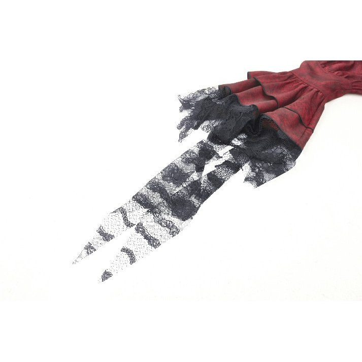 Gothic red inferno distressed frilly blouse (✦ Dark In Love) IW119