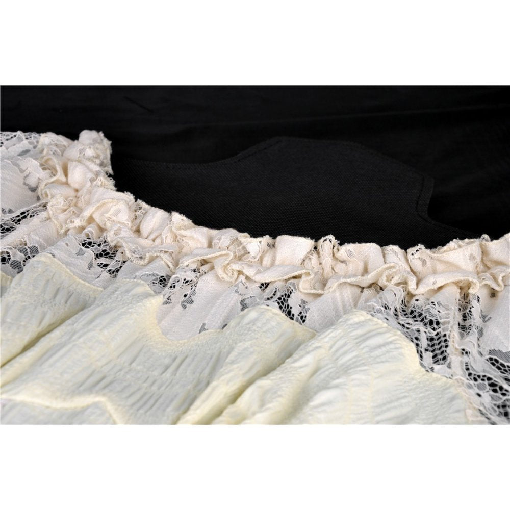 Steampunk beige cocktail short sleeves dress (✦ Dark In Love) DW358