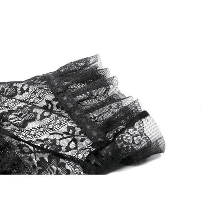 Gothic Off-Shoulder Lace Top with Floral Trim (✦ Dark In Love)