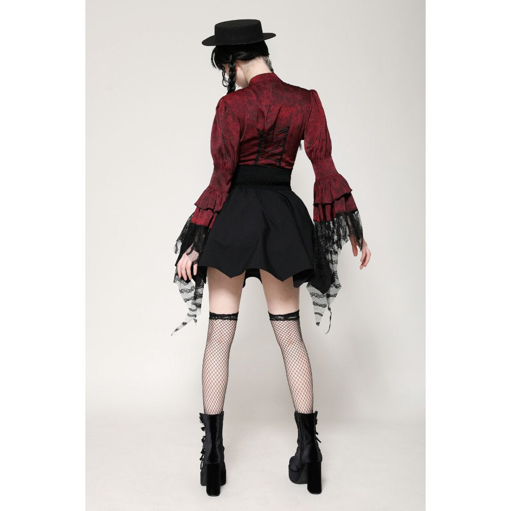 Black minimalist batwing high-waisted a-line skirt (✦ Dark In Love) KW371