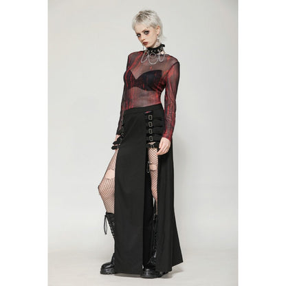 Punk Black Slit Metal Long Skirt (✦ Dark In Love)