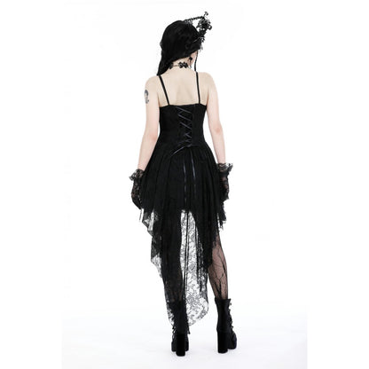 Gothic black rose bloom dovetail lace dress (✦ Dark In Love) DW937