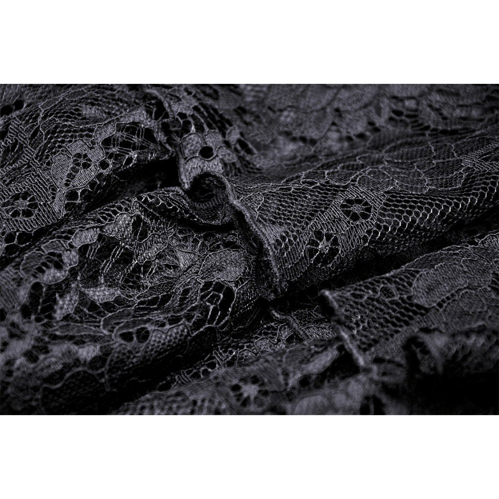 Gothic ghost frilly lace high low strap dress (✦ Dark In Love)