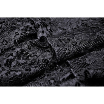 Gothic ghost frilly lace high low strap dress (✦ Dark In Love)