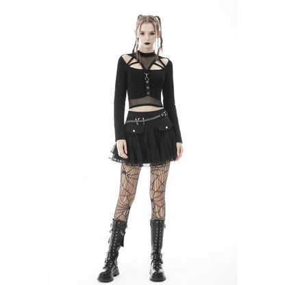Punk mesh studded flap mini skirt (✦ Dark In Love)