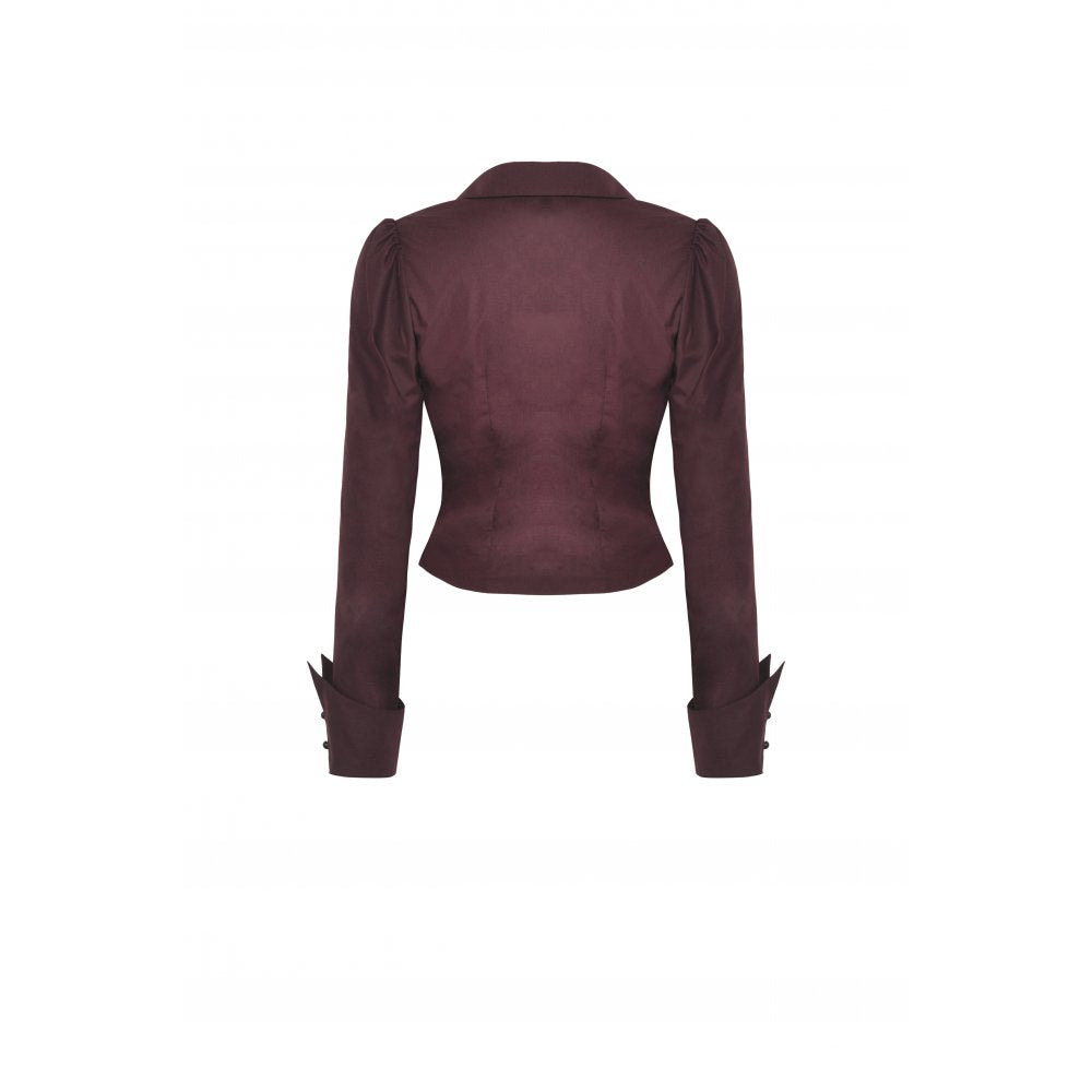 Gothic wine red ruffle blouse - Burgundy Red (✦ Dark In Love) IW1038RD