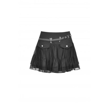 Punk mesh studded flap mini skirt (✦ Dark In Love)