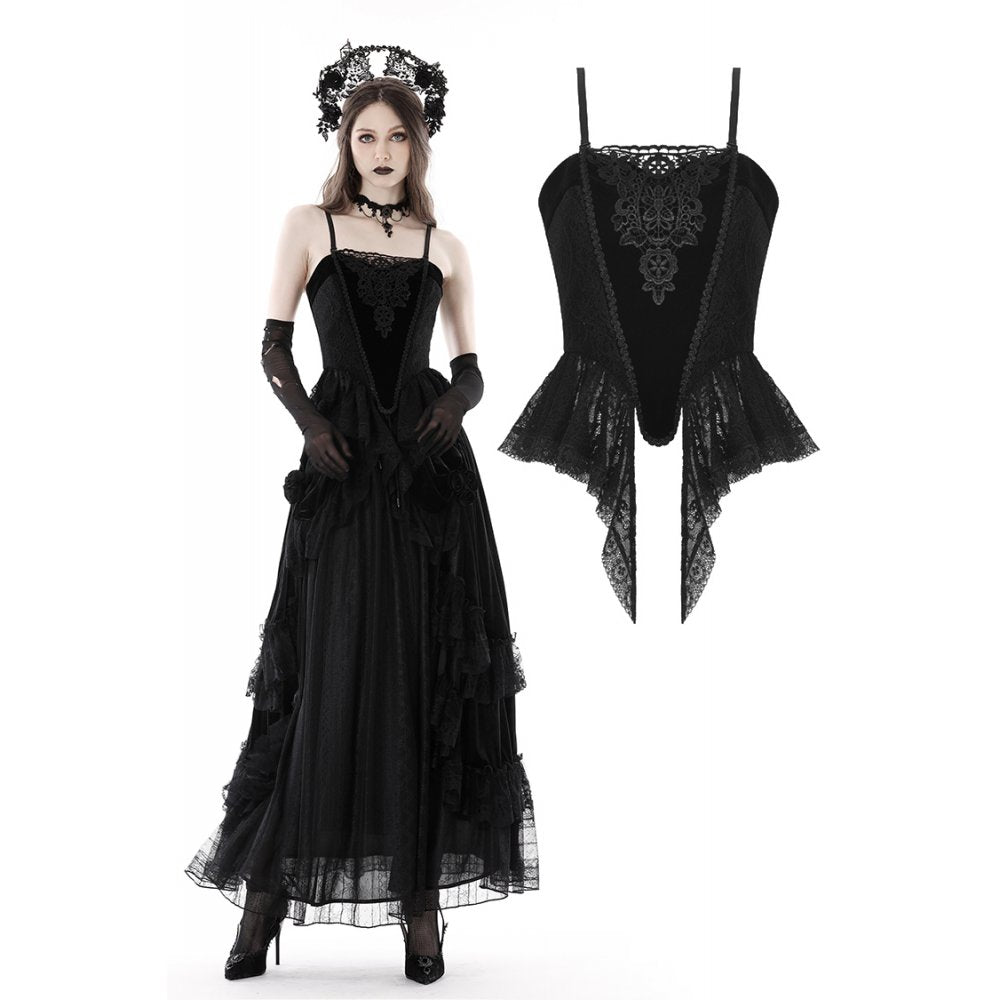 Gothic vintage court velvet strap corset (✦ Dark In Love)