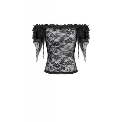 Off-Shoulder Sheer Lace Top (✦ Dark In Love) TW693