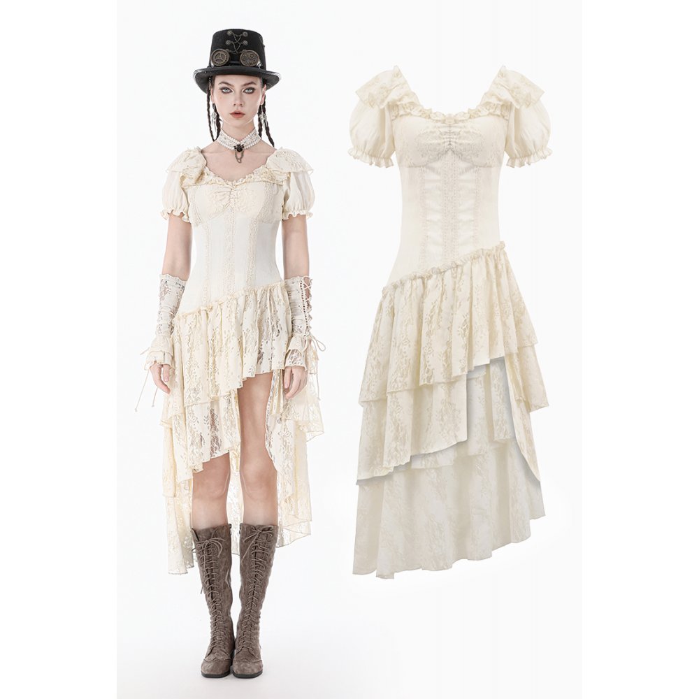Steampunk Layered Ruffle asymmetrical Dress (✦ Dark In Love) DW1157