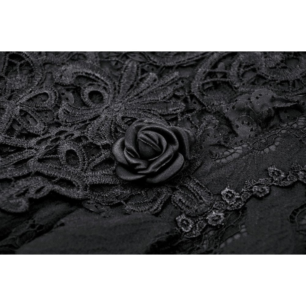 Gothic black rose bloom dovetail lace dress (✦ Dark In Love) DW937