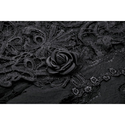 Gothic black rose bloom dovetail lace dress (✦ Dark In Love) DW937