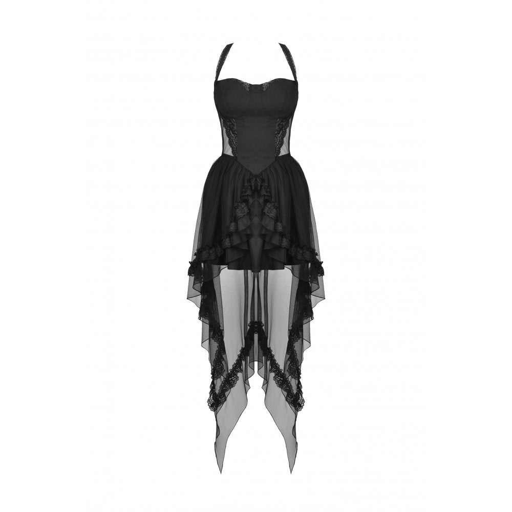 Cold waist swallowtail halter dress (✦ Dark In Love) DW766