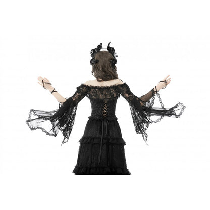 Gothic mesh bell sleeves sexy finger hook lace cape (✦ Dark In Love) BW103