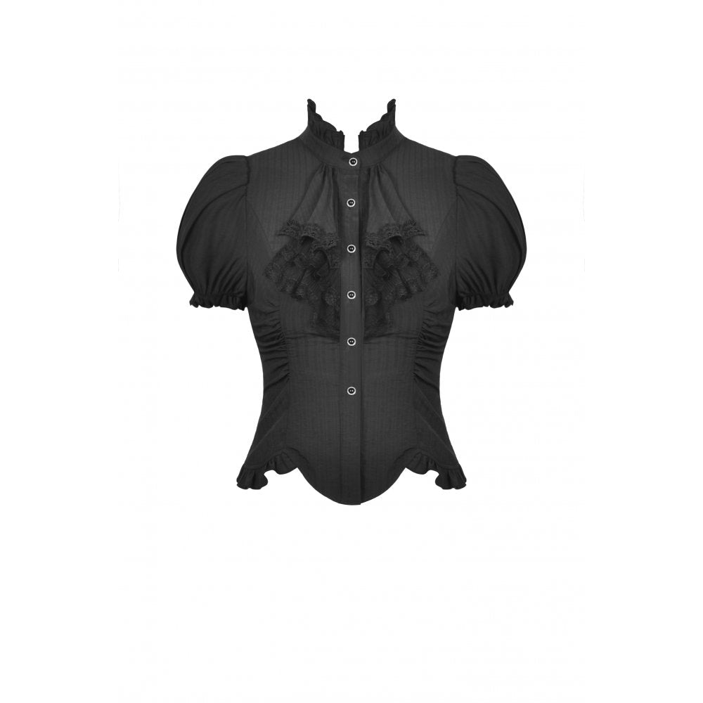 Gothic ruffle neckline blouse - Black (✦ Dark In Love)