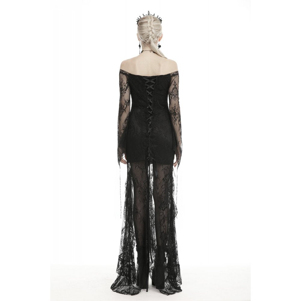 Black lace frill swallow tail mermaid dress (✦ Dark In Love) DW460