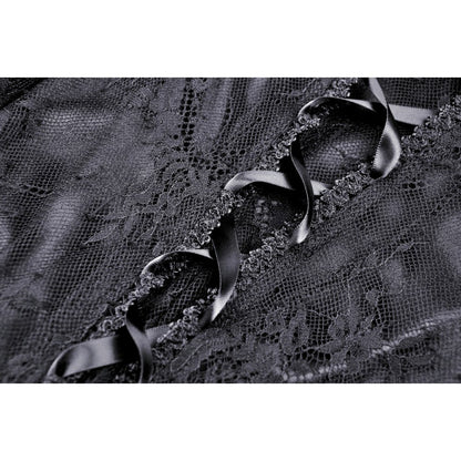 Black lace frill swallow tail mermaid dress (✦ Dark In Love) DW460