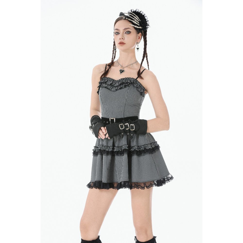 Striped Gothic Mini Dress (✦ Dark In Love) DW1152