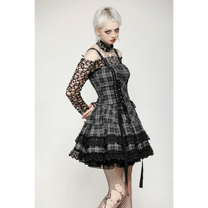 Punk Grey Plaid Metal Studded Dress (✦ Dark In Love) (Top not included)