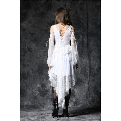 Gothic ghost dovetail lace dress with button row (✦ Dark In Love) DW053wht