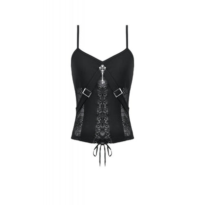 Gothic Punk Cami Top with Key Pendant (✦ Dark In Love) TW692