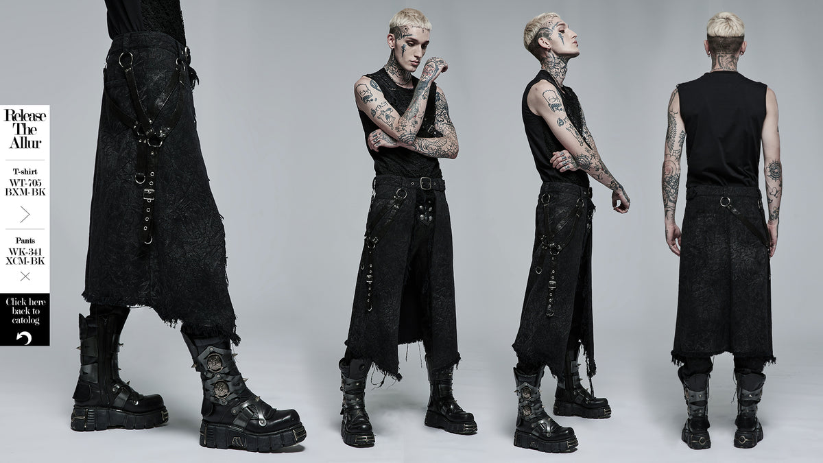 Goth Stylish Kilt (Black) (✦ Punk Rave) WQ-561BQM
