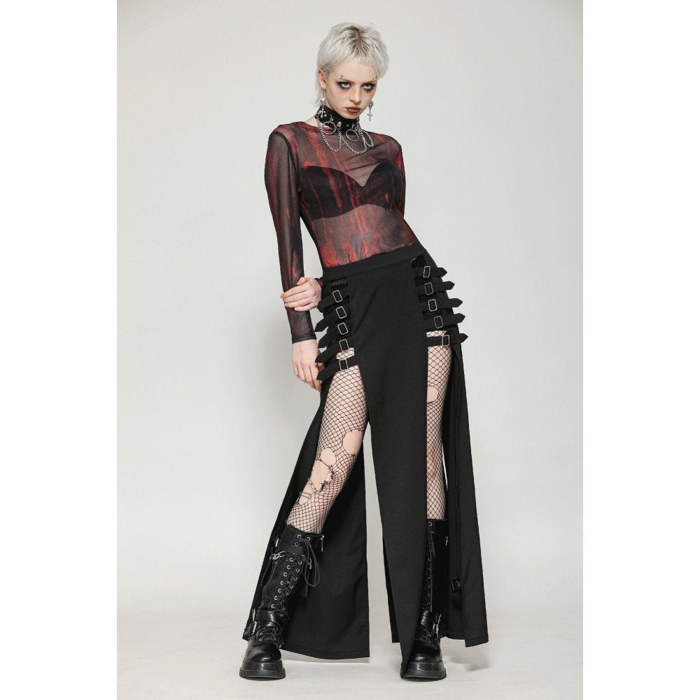 Punk Black Slit Metal Long Skirt (✦ Dark In Love) KW367