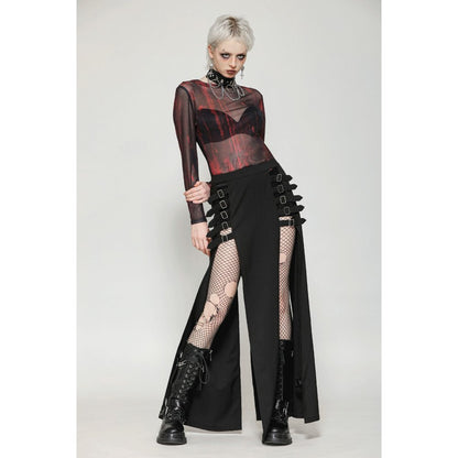 Punk Black Slit Metal Long Skirt (✦ Dark In Love)