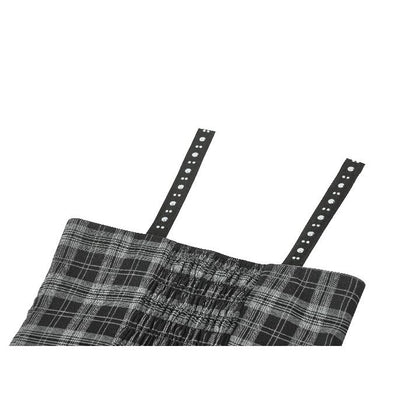 Punk Grey Plaid Metal Studded Dress (✦ Dark In Love) (Top not included)