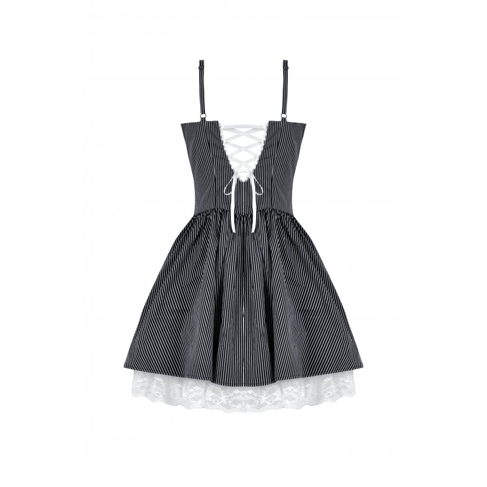 Lace and Striped &amp; White Lolita Dress (✦ Dark In Love) DW1114