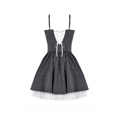 Lace and Striped &amp; White Lolita Dress (✦ Dark In Love) DW1114